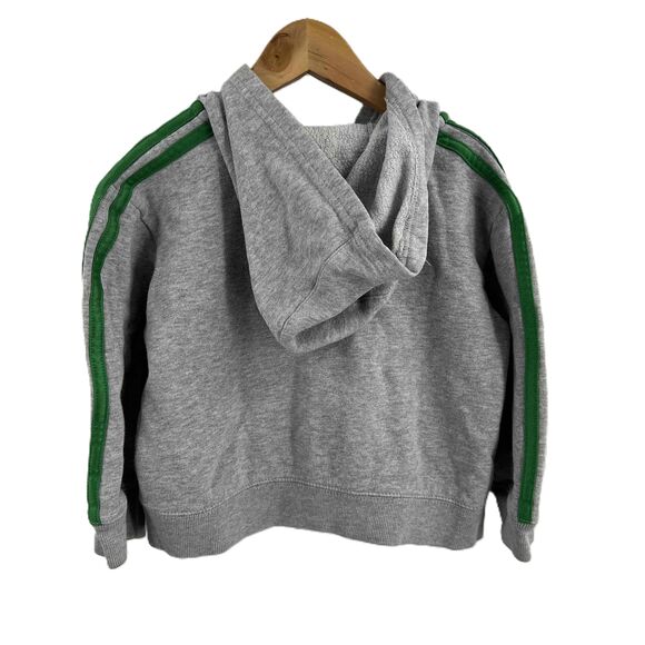 Adidas Grey Green Zip Up Hooded Sweatshirt Toddler Unisex Logo Pockets Size 3T - Picture 2 of 3